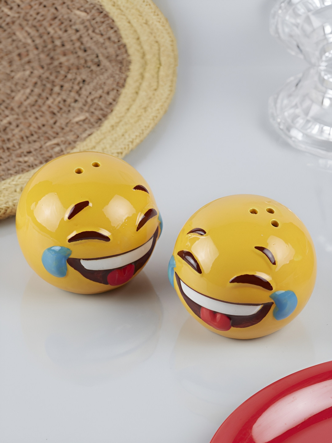 Kookee Yellow Ceramic Salt Pepper Container Set