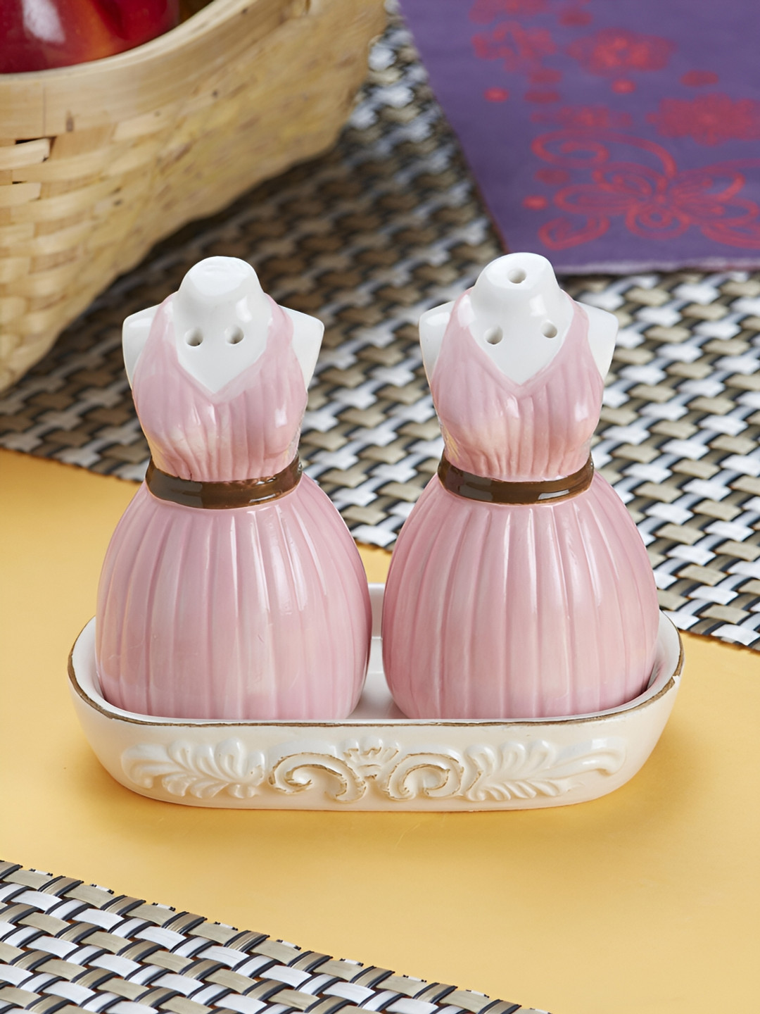 Kookee Blue Ceramic Salt & Pepper Containers with tray