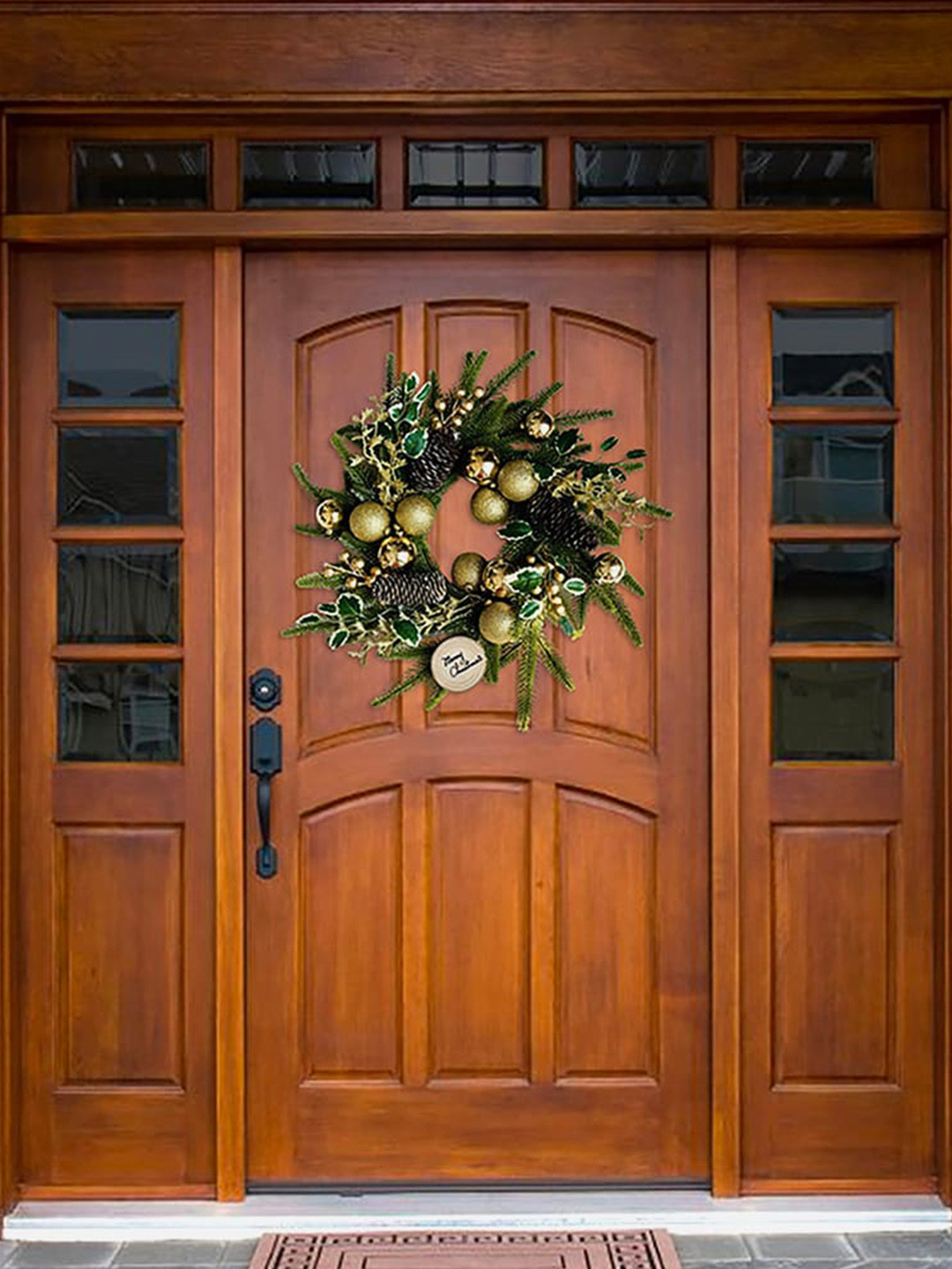 Little Surprise Box LLP Golden & Green Artificial Wreath Christmas Decor