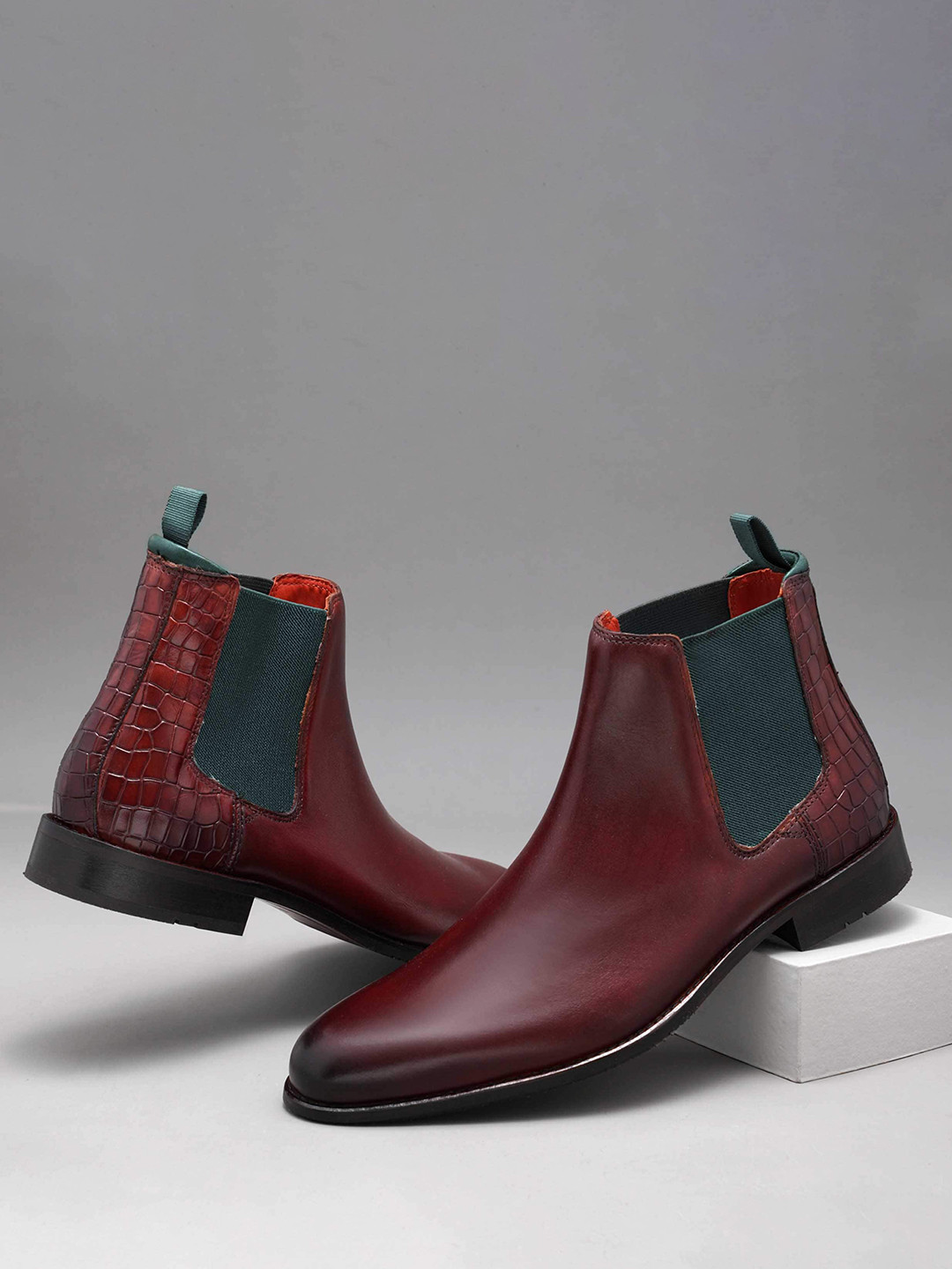 Ruosh Men Mid Top Leather Work Chelsea Boots