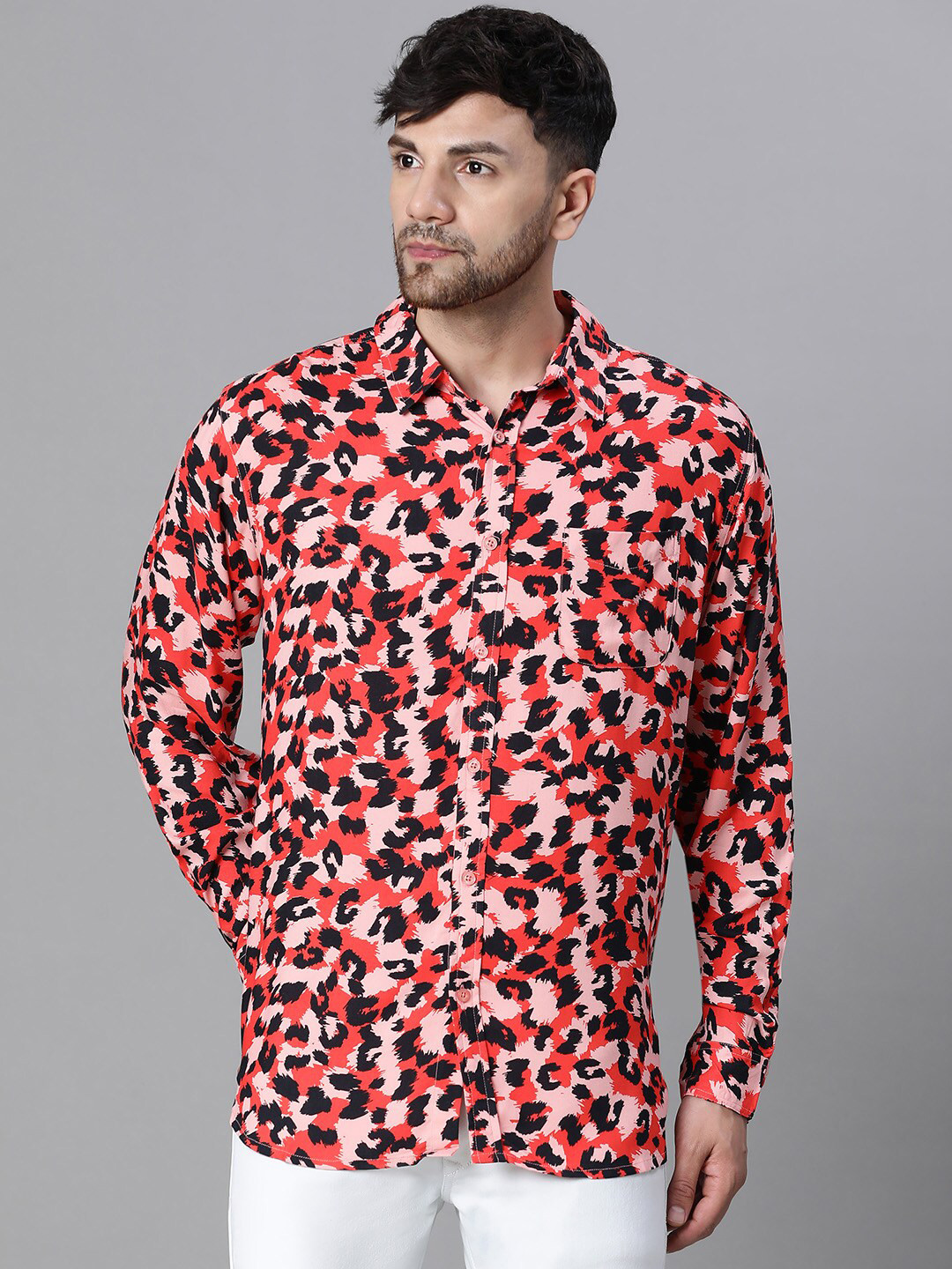 Oxolloxo Relaxed Animal Printed Casual Shirt