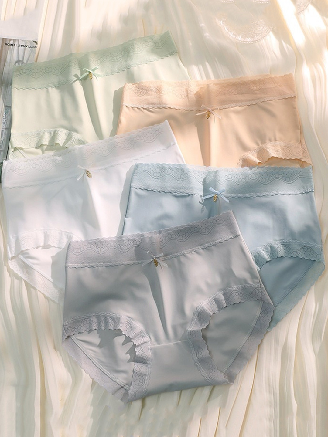 MYYNTI Pack of 5 High-Rise Lace Detailing Hipster Maternity Briefs