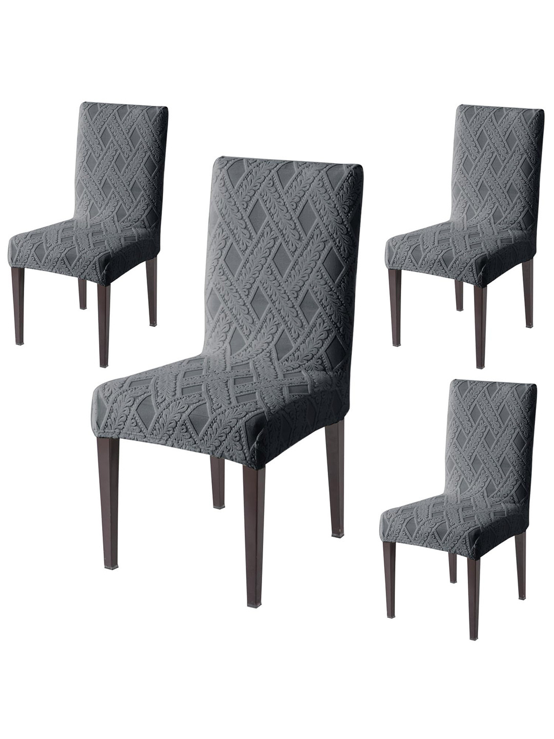 HOKIPO Grey 4 Pieces Jacquard Chair Covers