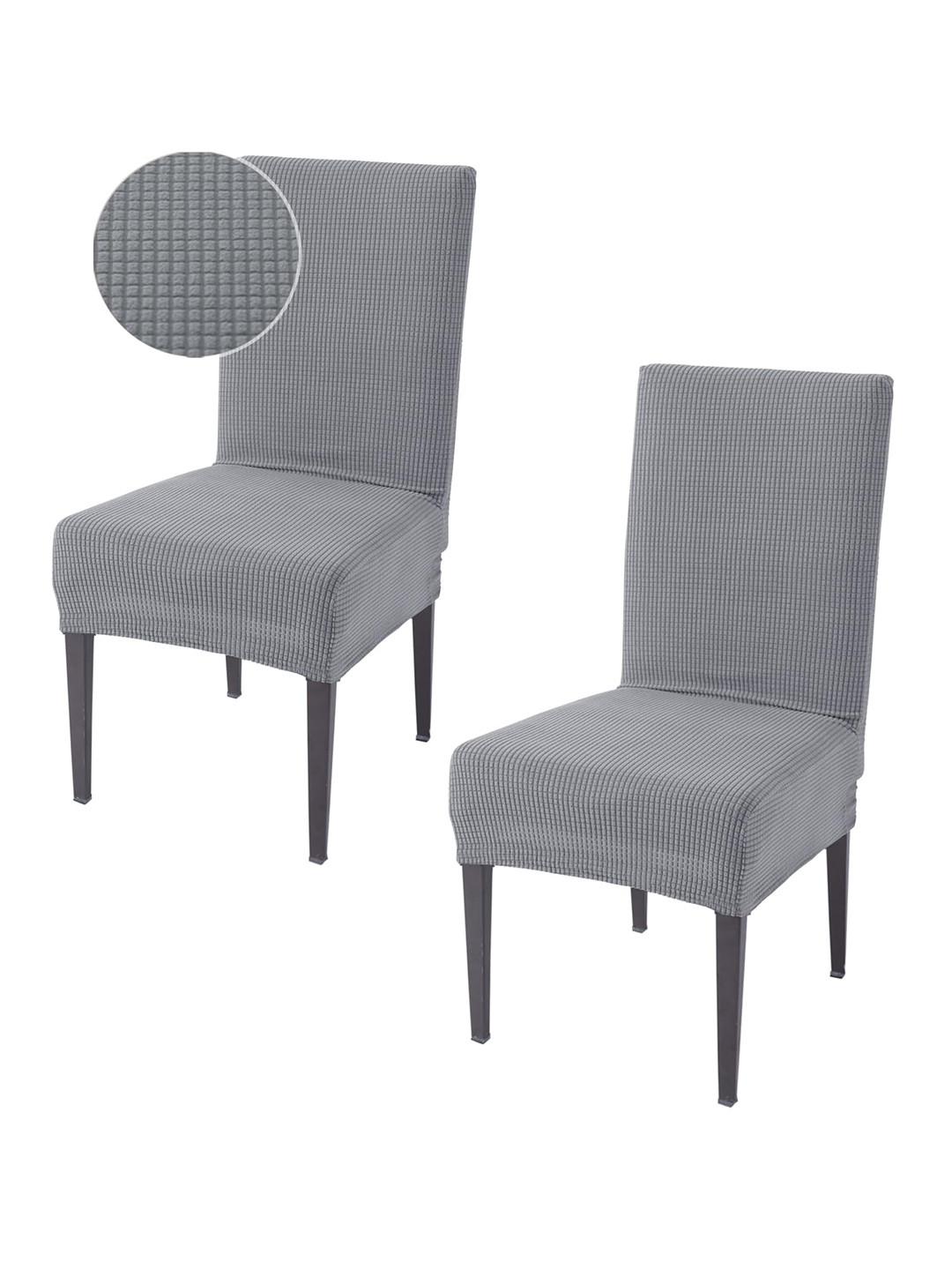 HOKIPO Grey Melange 2 Pieces Jacquard 200 GSM Chair Covers