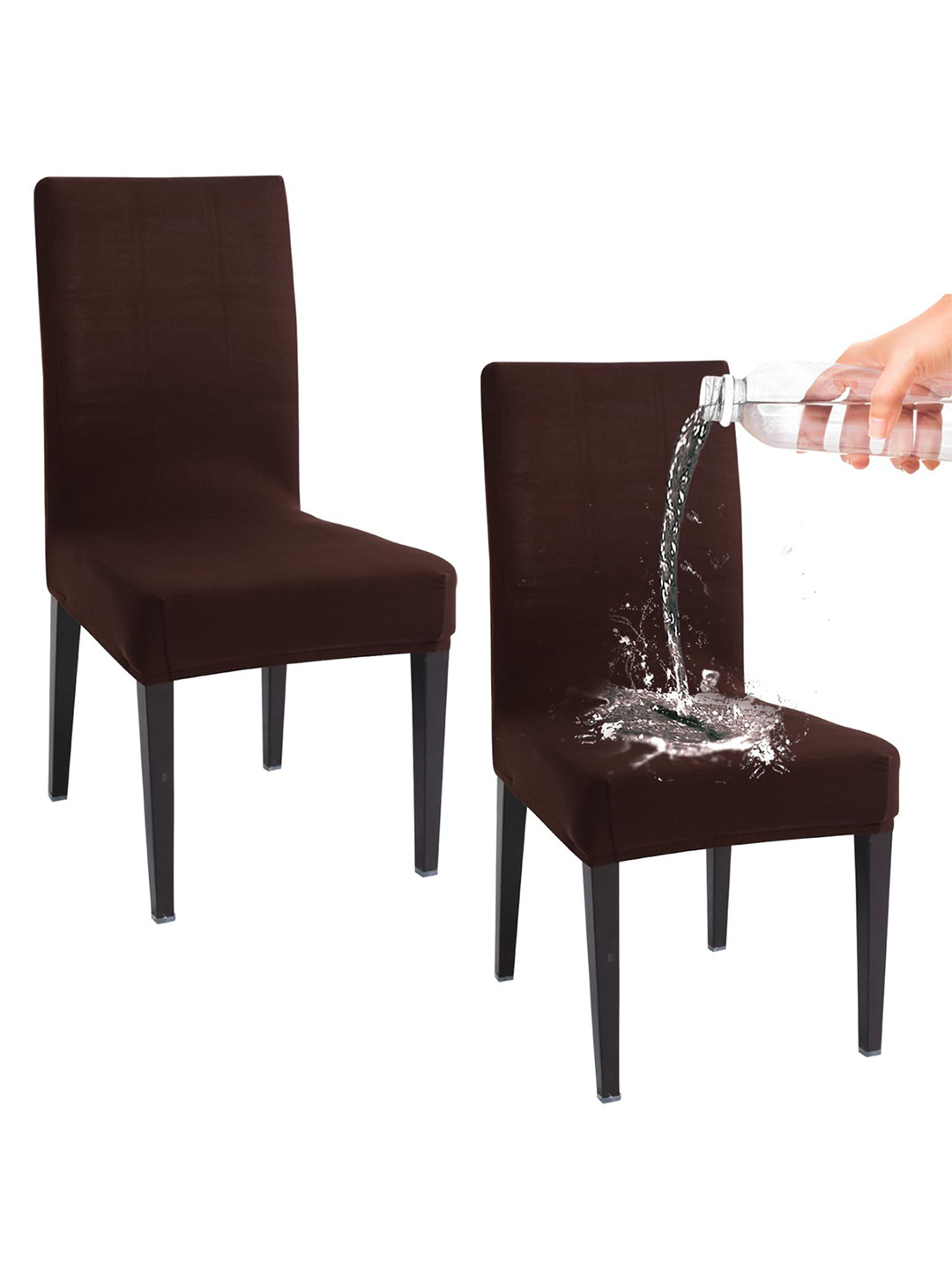 HOKIPO Brown 2 Pieces 130 GSM Water Resistant Chair Covers