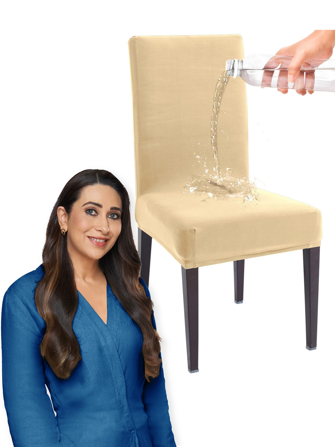 HOKIPO Beige Water Resistant Stretchable Chair Cover