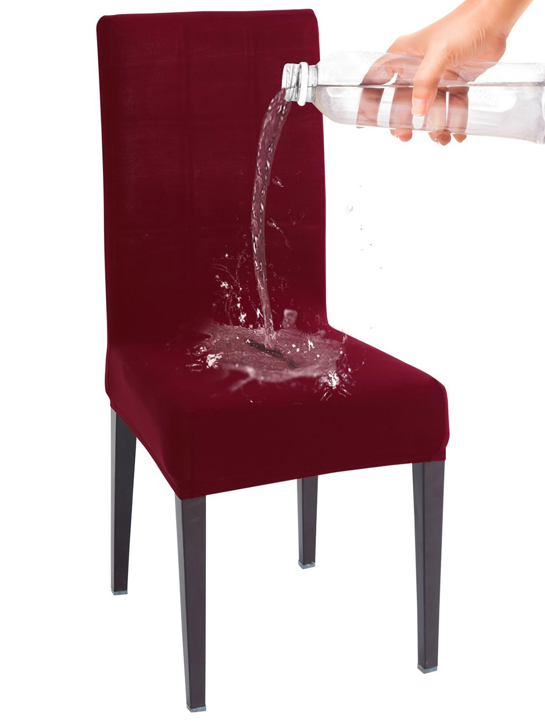 HOKIPO Burgundy Water Resistant Jacquard Stretchable Chair Cover