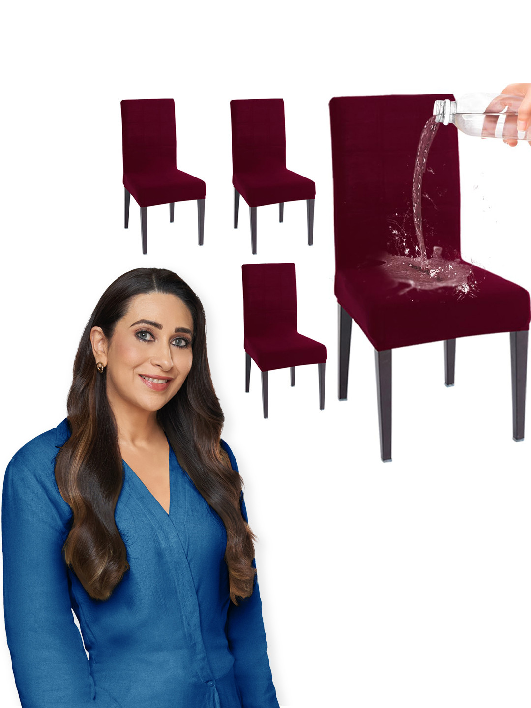 HOKIPO Burgundy 4 Pieces Polyester Water Resistant Chair Covers