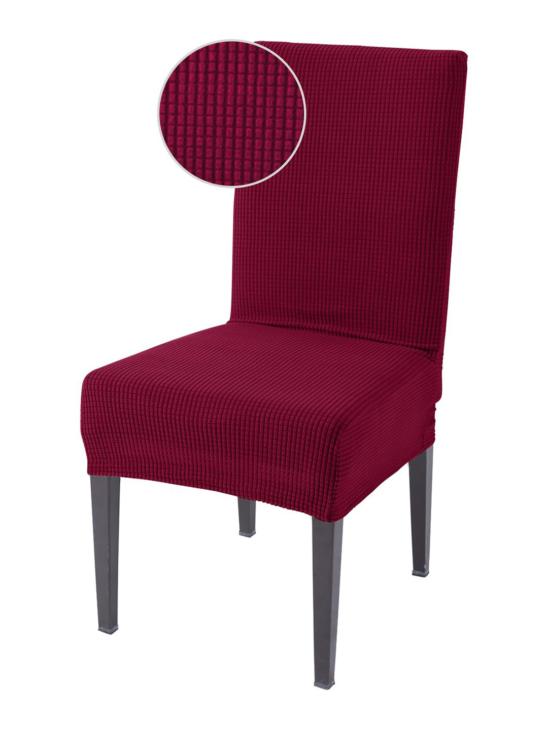 HOKIPO Maroon Textured 200 GSM Jacquard Chair Cover