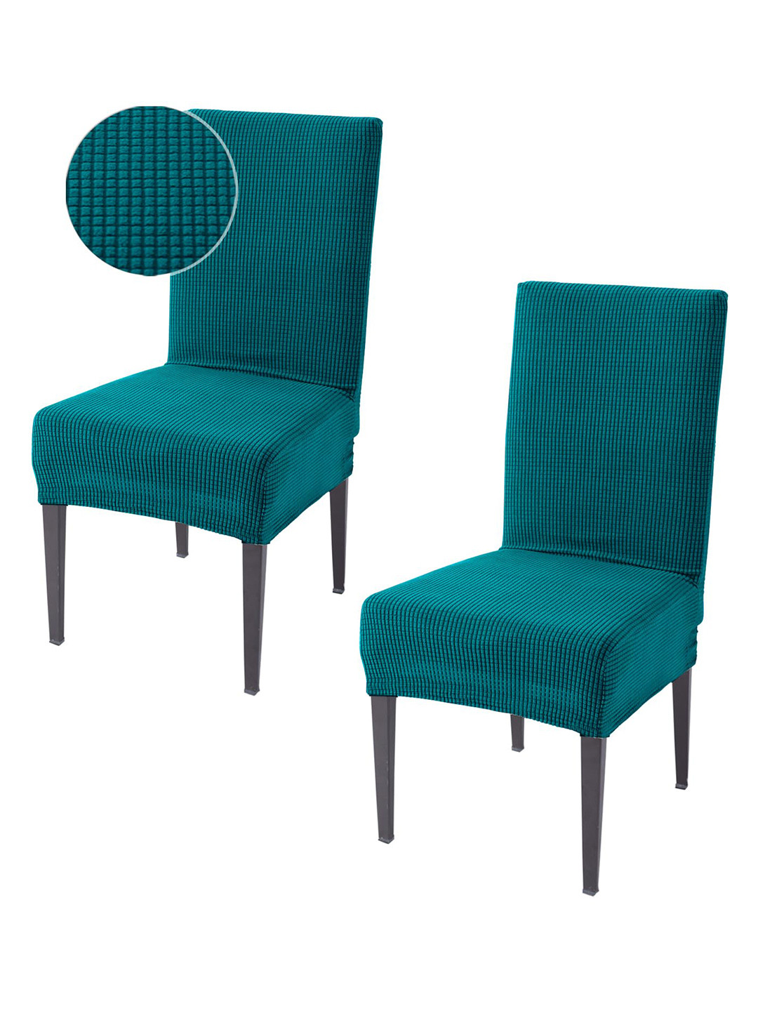 HOKIPO 2 Pcs Teal Green Textured Stretchable Chair Covers
