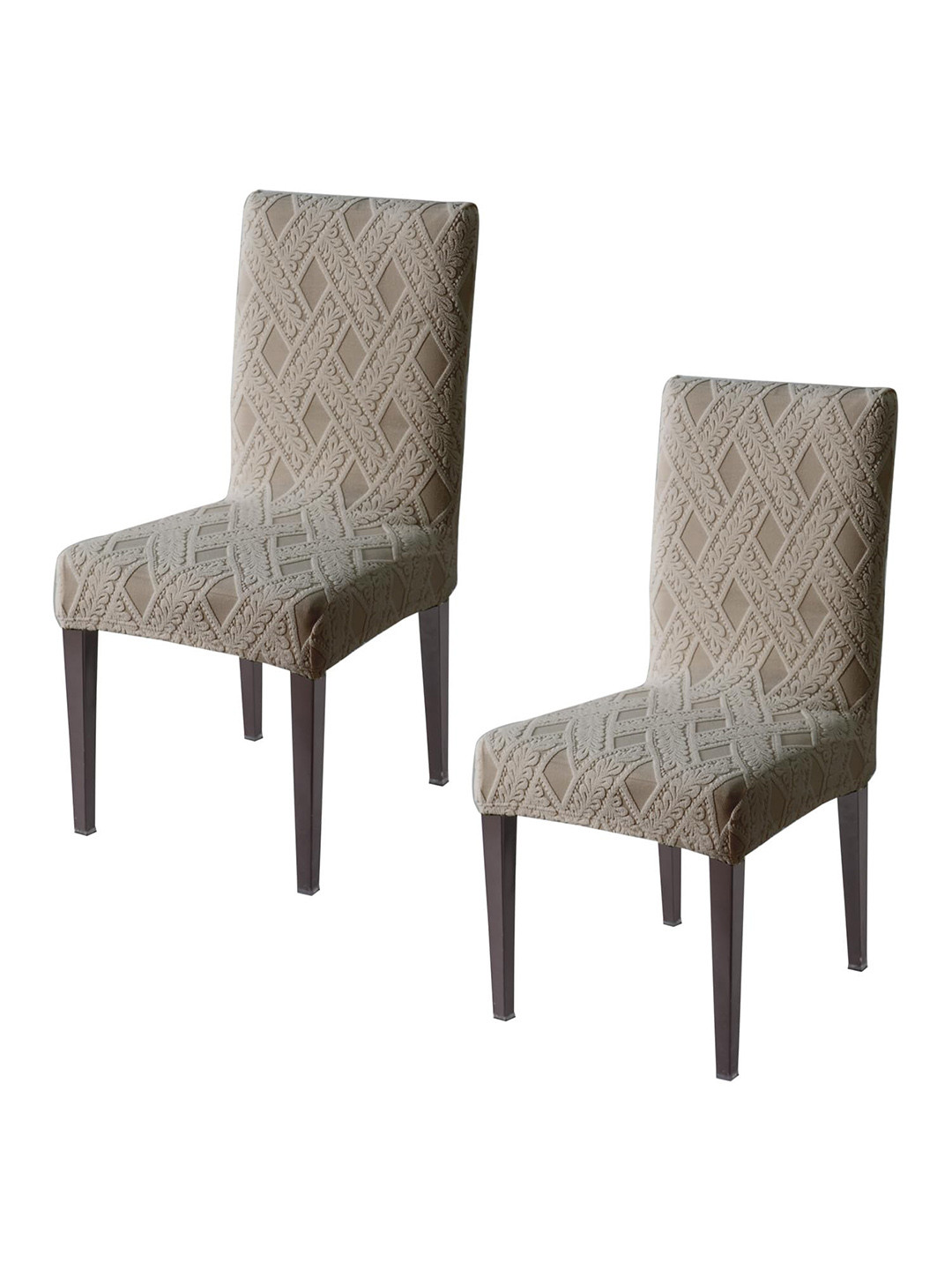 HOKIPO Brown 2 Piece Jacquard 200 GSM Chair Covers