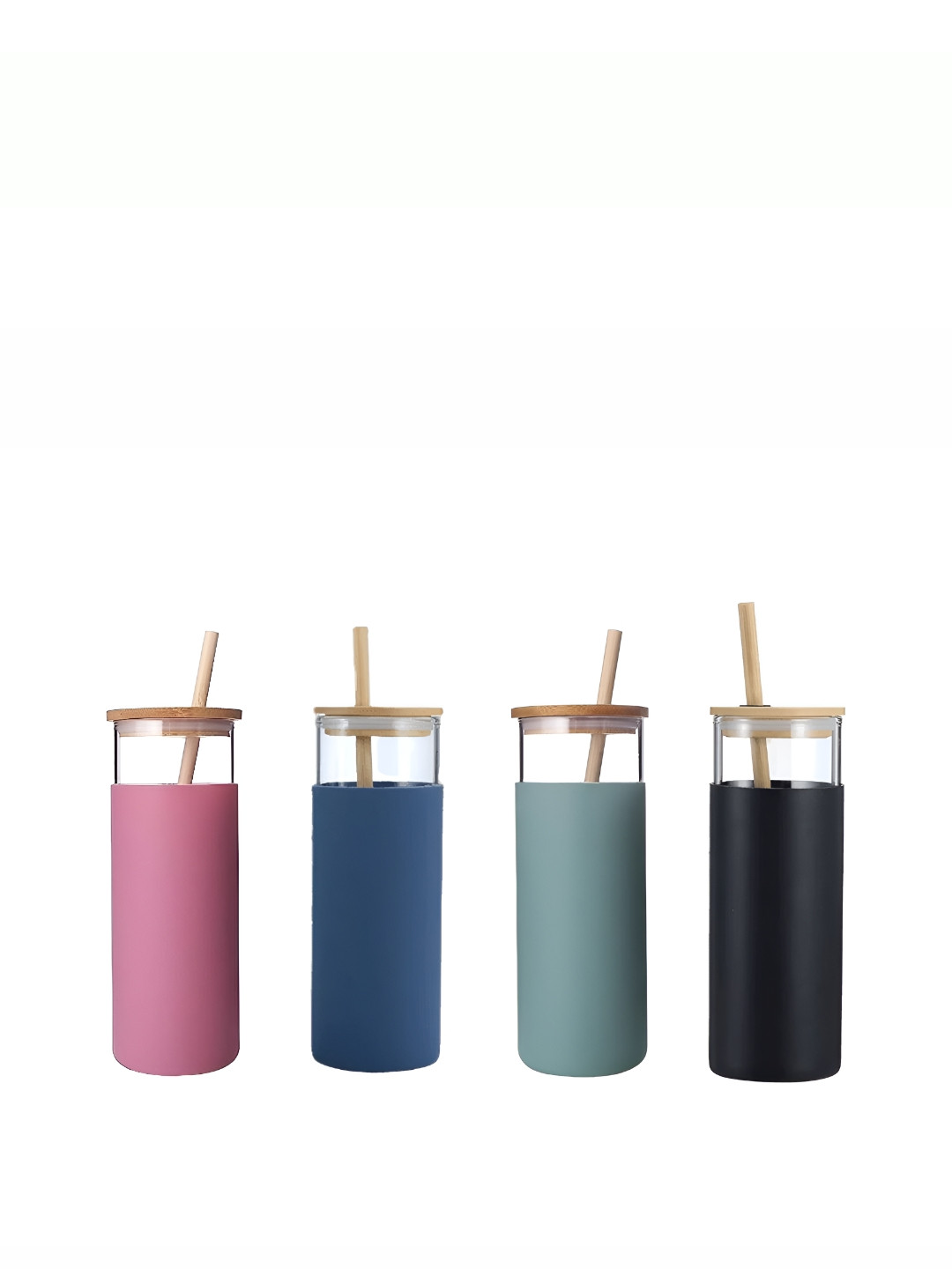 WELOUR Pink Glass Spill Proof 4 Piece Water Bottle - 450ml