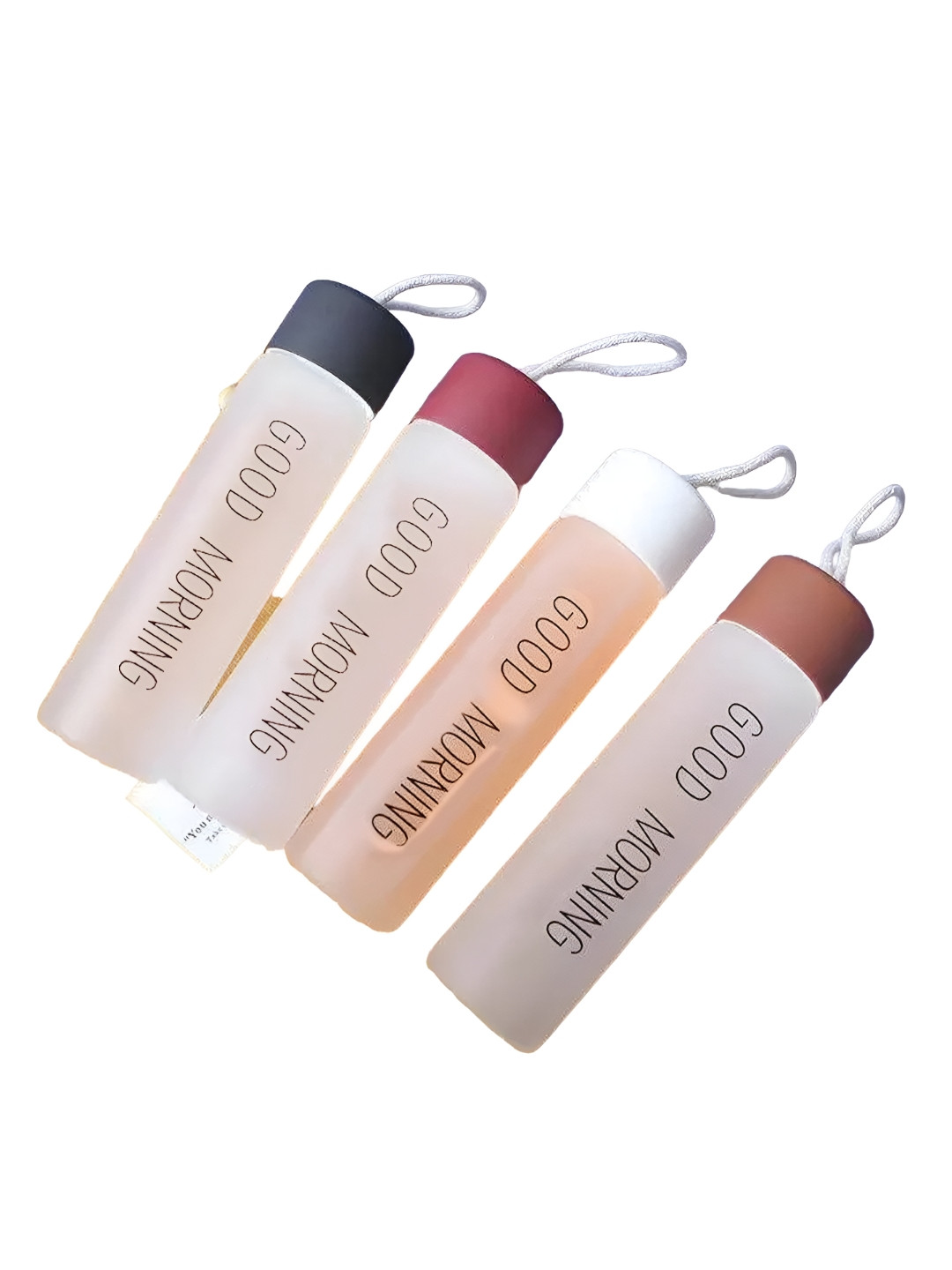 WELOUR Multicoloured 4 Pieces Glass Printed Water Bottles 450 ml