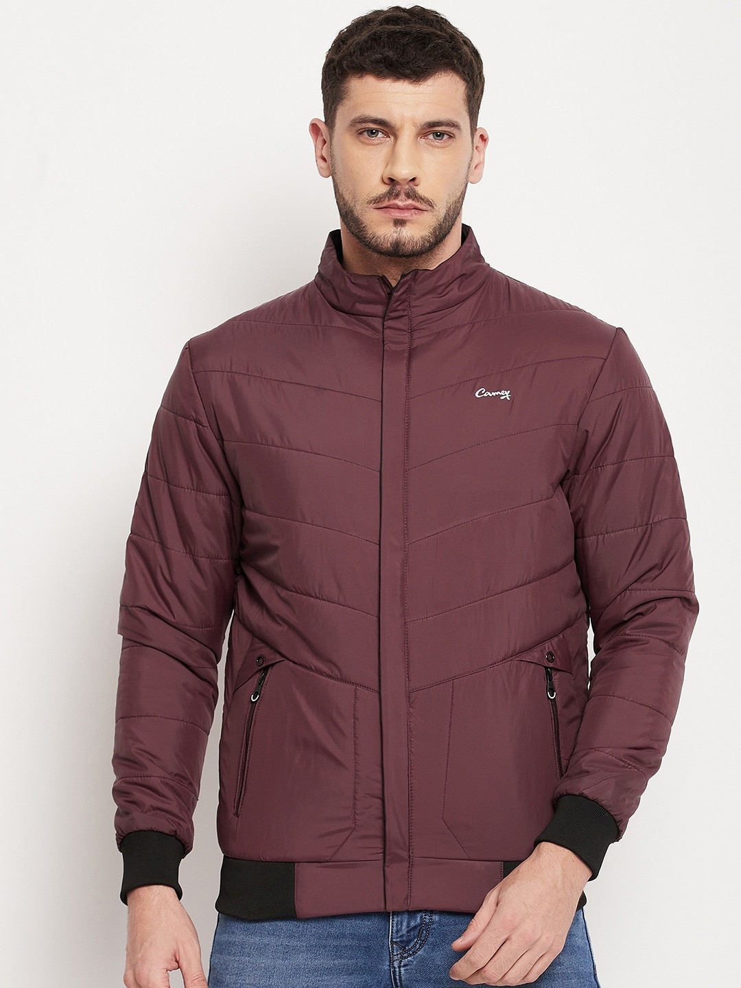 Camey Mock Collar Long Sleeves Zip Detail Lightweight Bomber Jacket