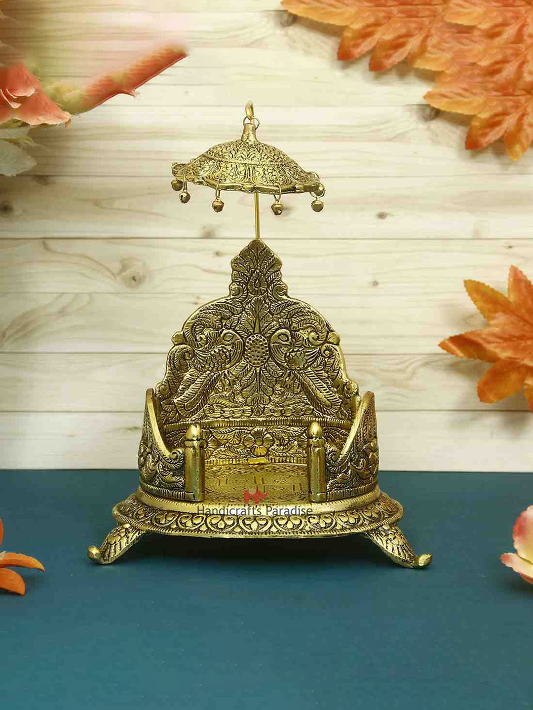 HANDICRAFTS PARADISE Gold Toned Singhasan Pooja Essential