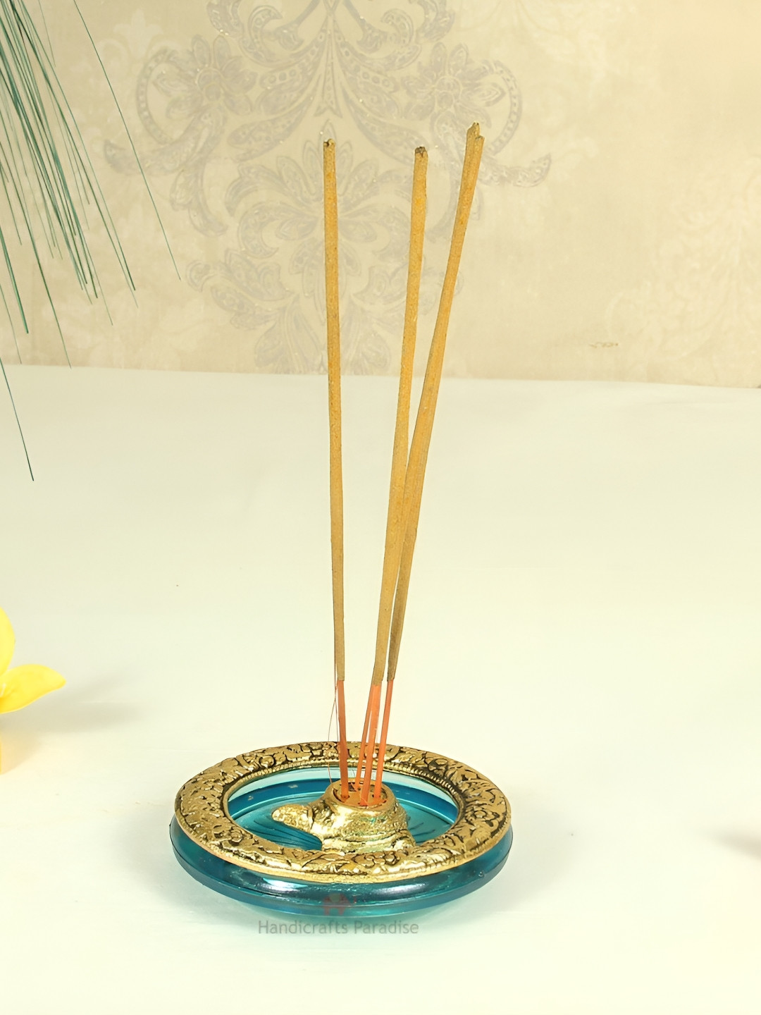 HANDICRAFTS PARADISE Tortoise Metal Easy to Clean Durga Puja Incense Stick Holder
