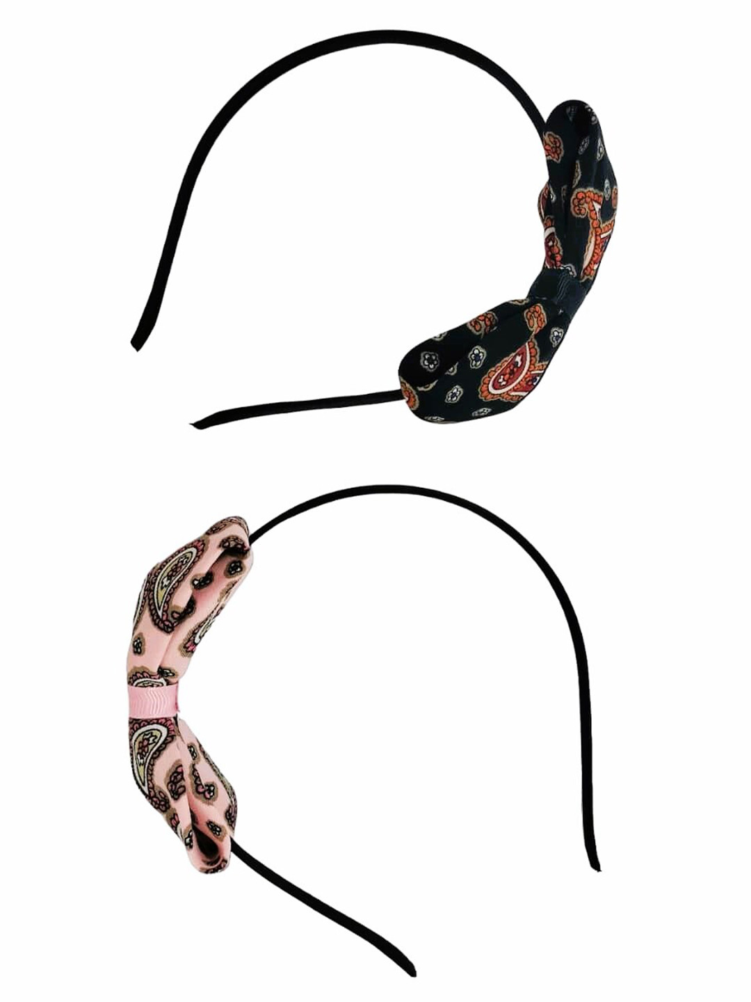 FEMMIBELLA Girls Set of 2 Paisley Printed Bow Hairbands