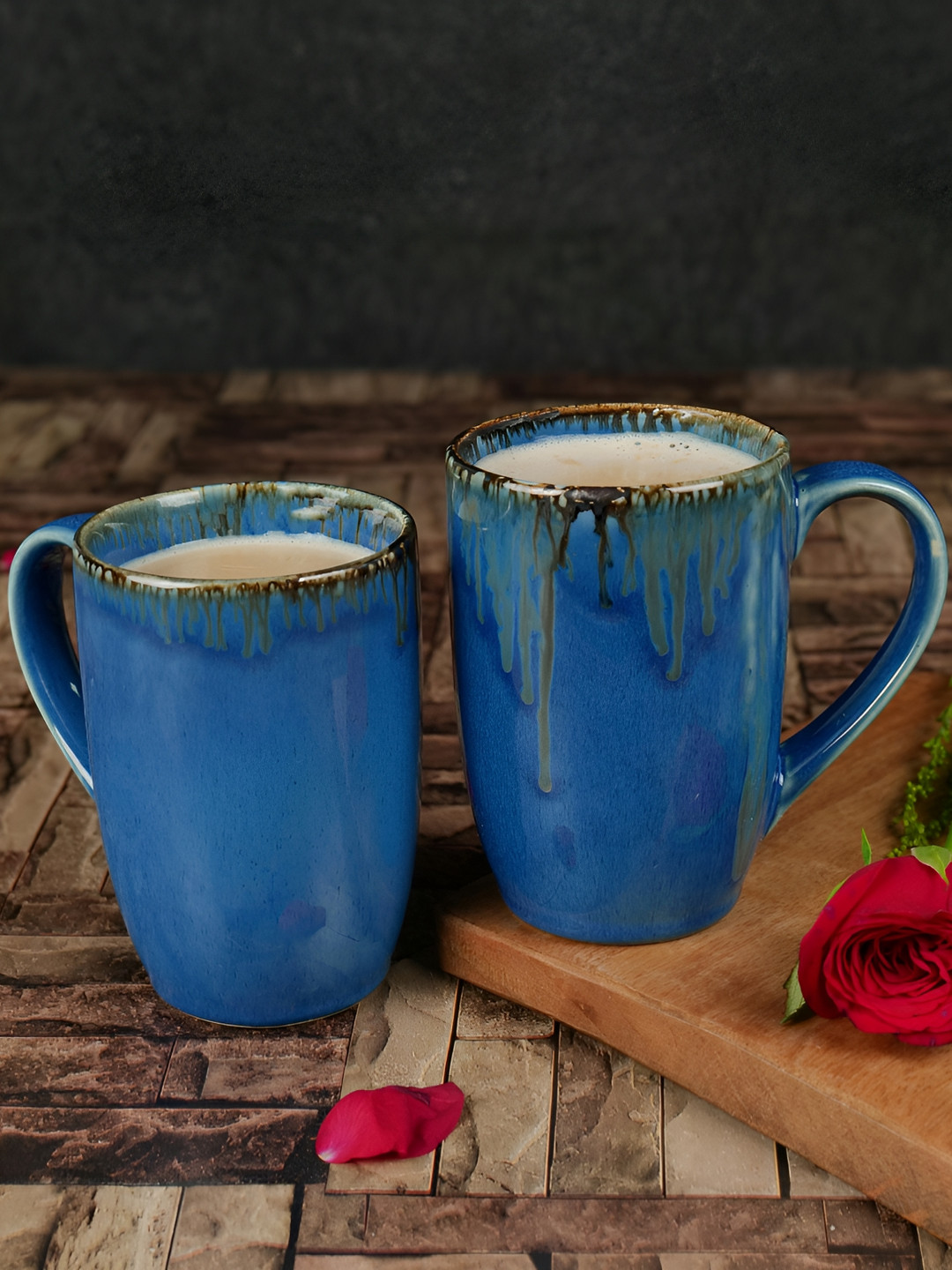 ARTYSTA BEAUTIFYING LIVES Cute Person Blue Ceramic Handmade 2 Piece Mugs-300ml