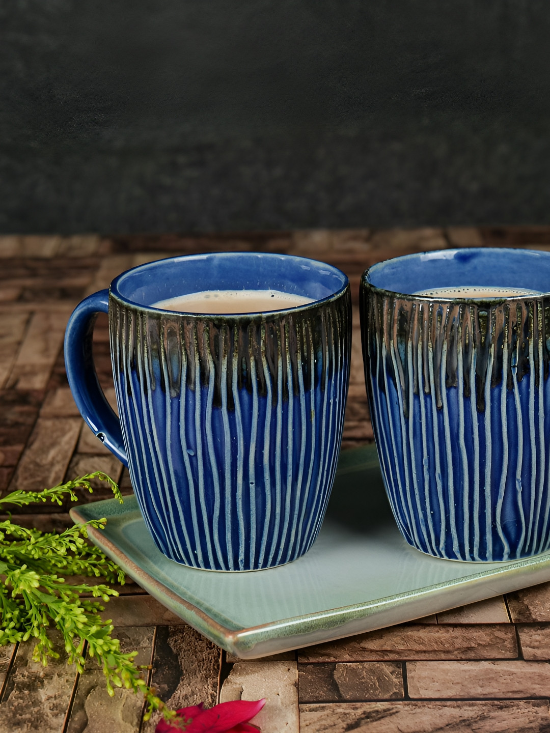 ARTYSTA BEAUTIFYING LIVES Prism Blue Textured Ceramic Microwave Safe 2 Piece Mugs-300ml
