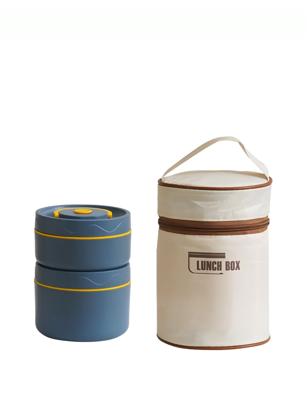 YELONA Bento Blue Solid Plastic Dishwasher Safe 3PCs Lunch Box With Spoon and Fork