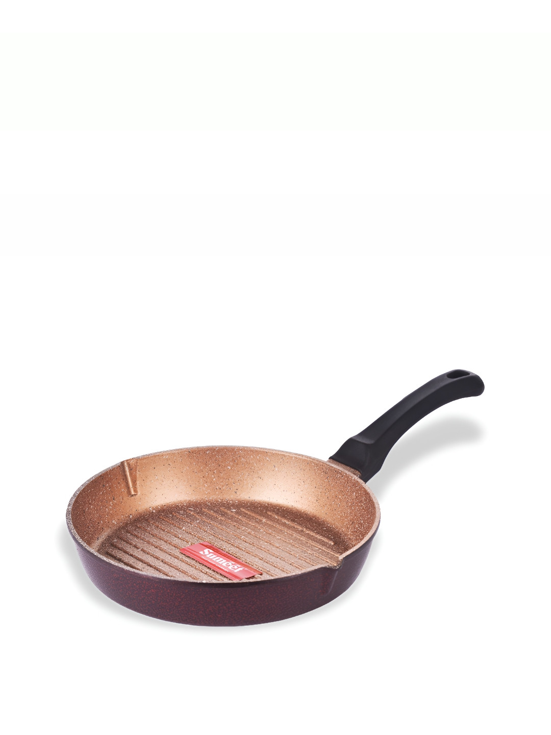 Sumeet Peach & Black Aluminium Non Stick Round Grill Pan
