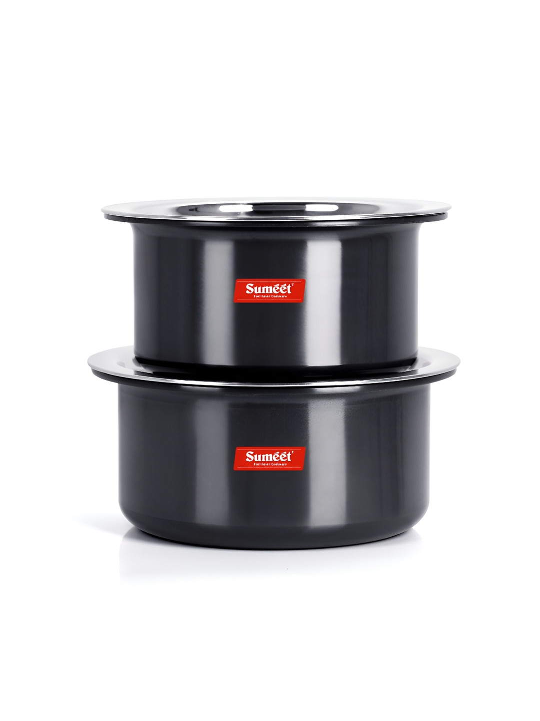 Sumeet Black 2 Pieces Stainless Steel Tope Set