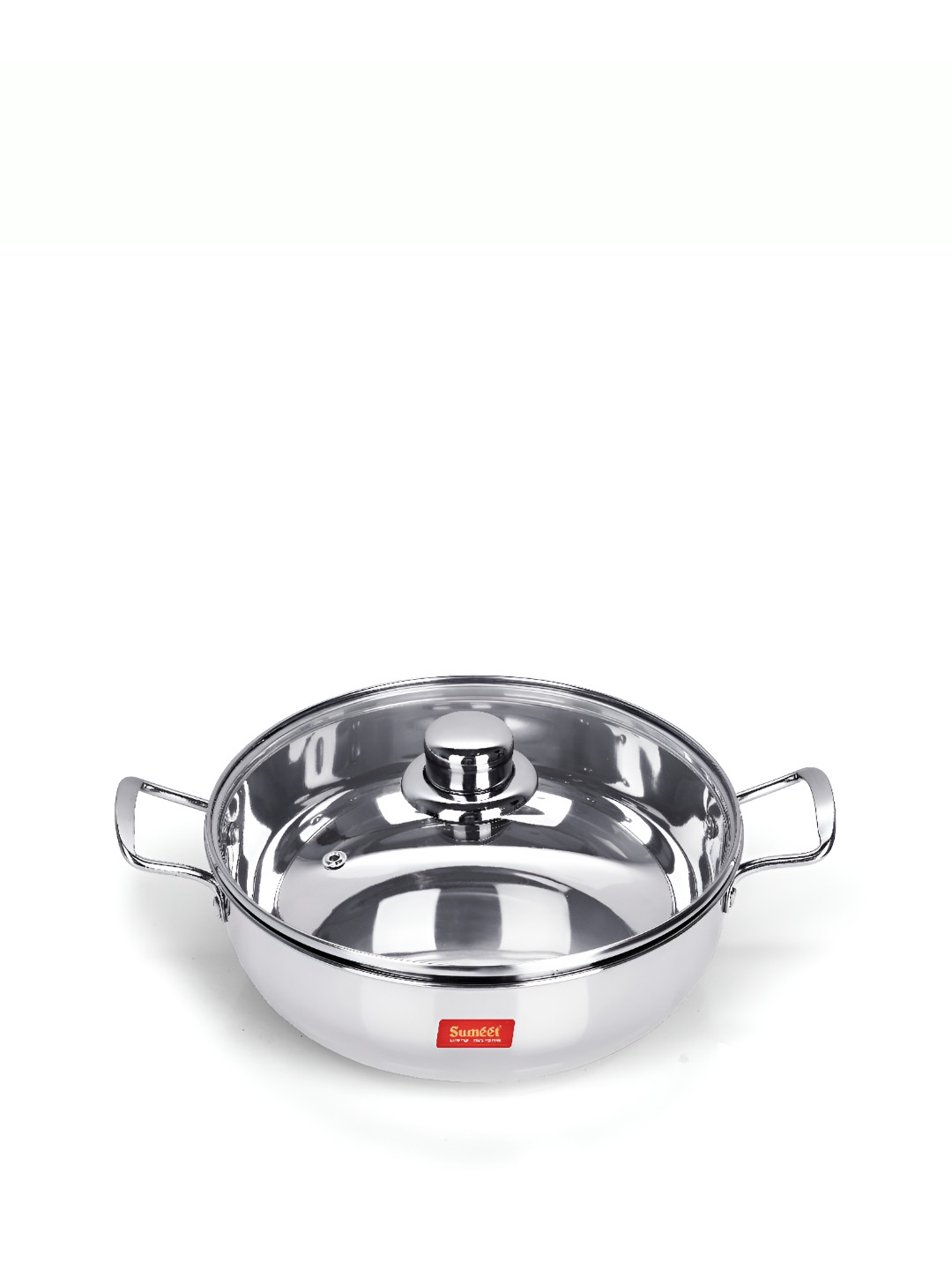 Sumeet Stainless Steel Induction Bottom Kadhai With Glass Lid 2.3 Ltr