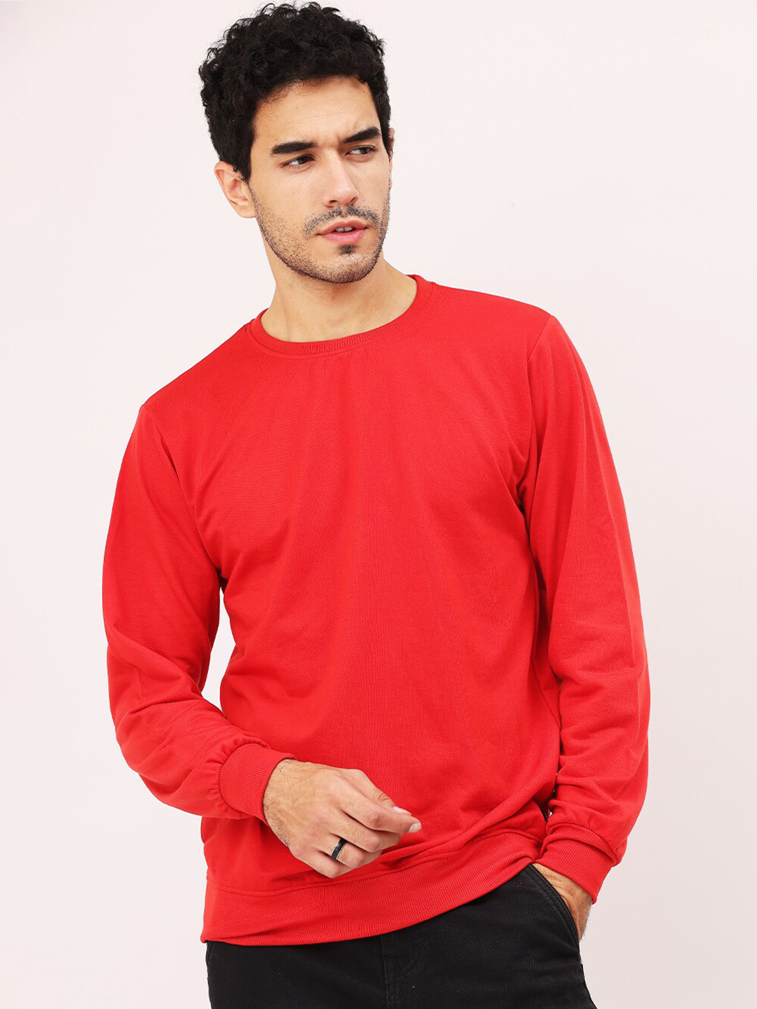 Leotude Round Neck Pullover Fleece Sweatshirt