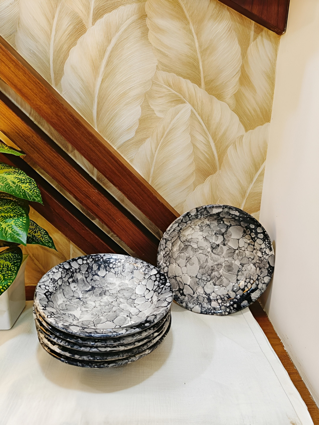 caffeine Grey Ceramic Microwave Safe Textured Soup Plate