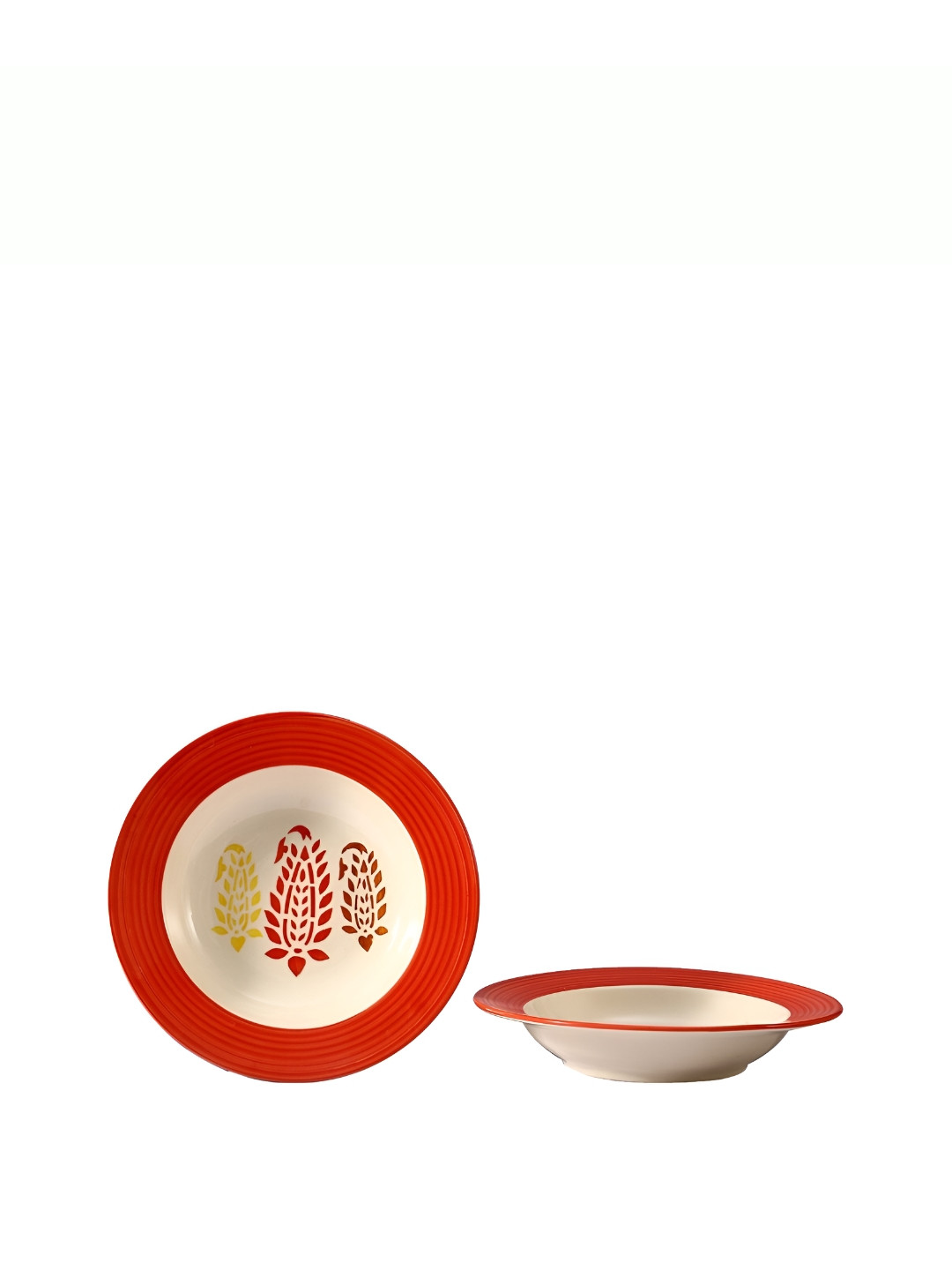 caffeine Red 2 Pieces Ceramic Microwave Safe Soup Plates