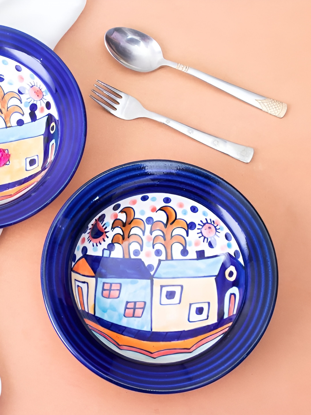 caffeine Blue Ceramic Microwave Safe Soup Plate