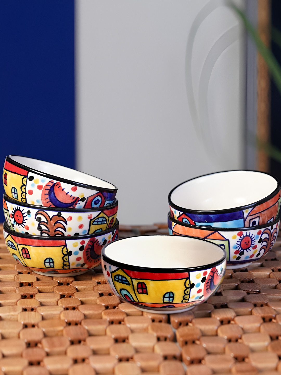 Freakway White & 6 Pieces Ceramic Glossy Bowls