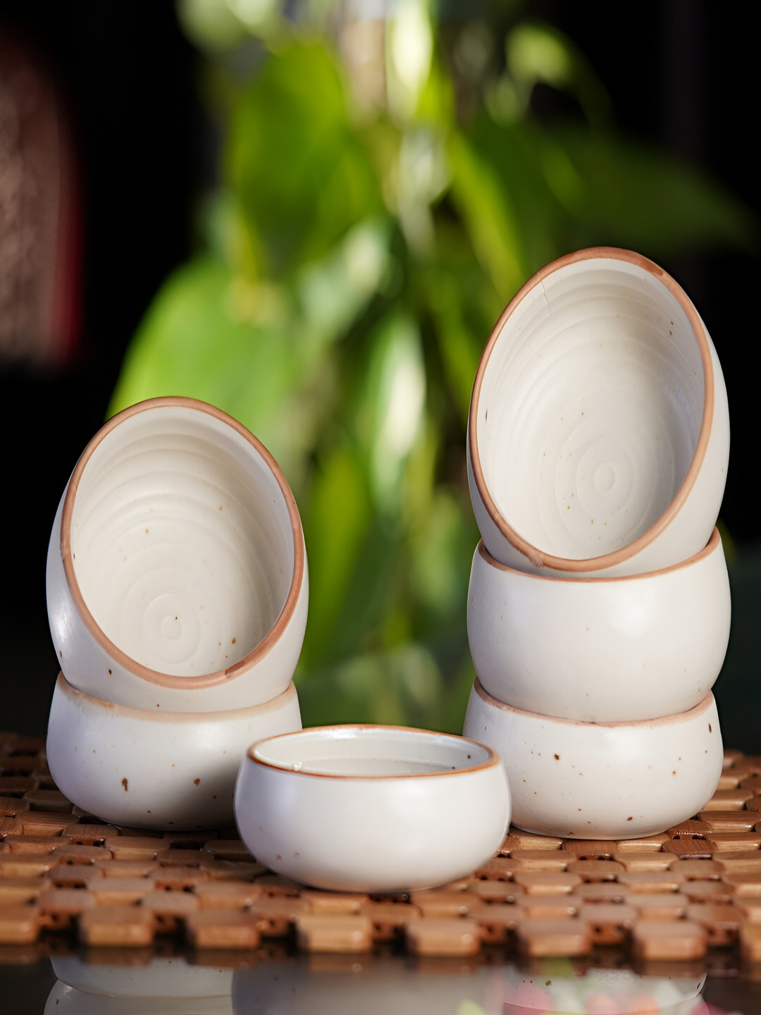 Freakway White 6 Pieces Printed Ceramic Matte Bowls