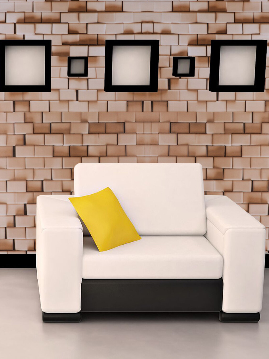 KAAF Brown Wooden Bricks Patterned Self-Adhesive Wallpaper