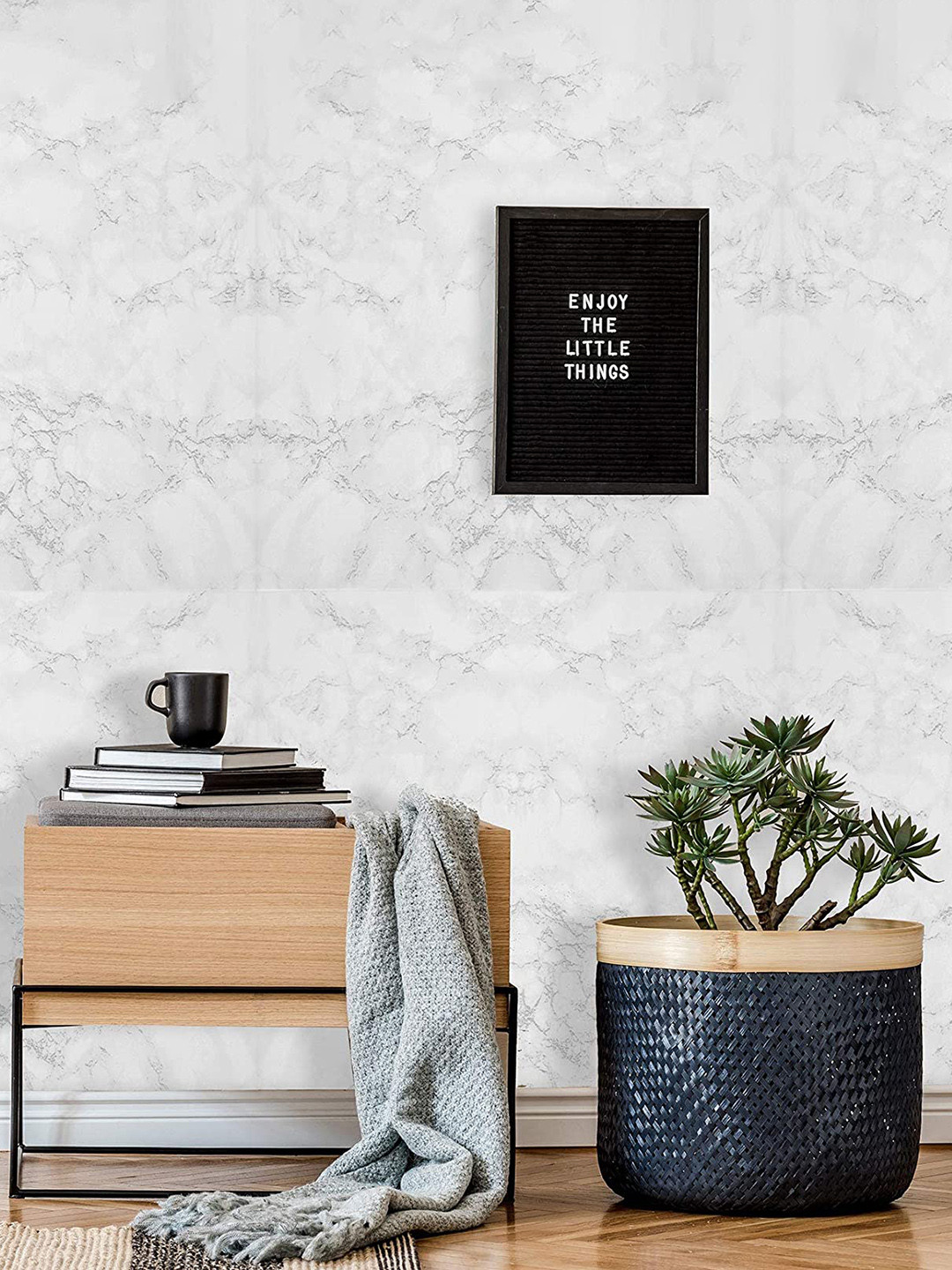 KAAF Grey & White Marble Self-Adhesive Wallpaper