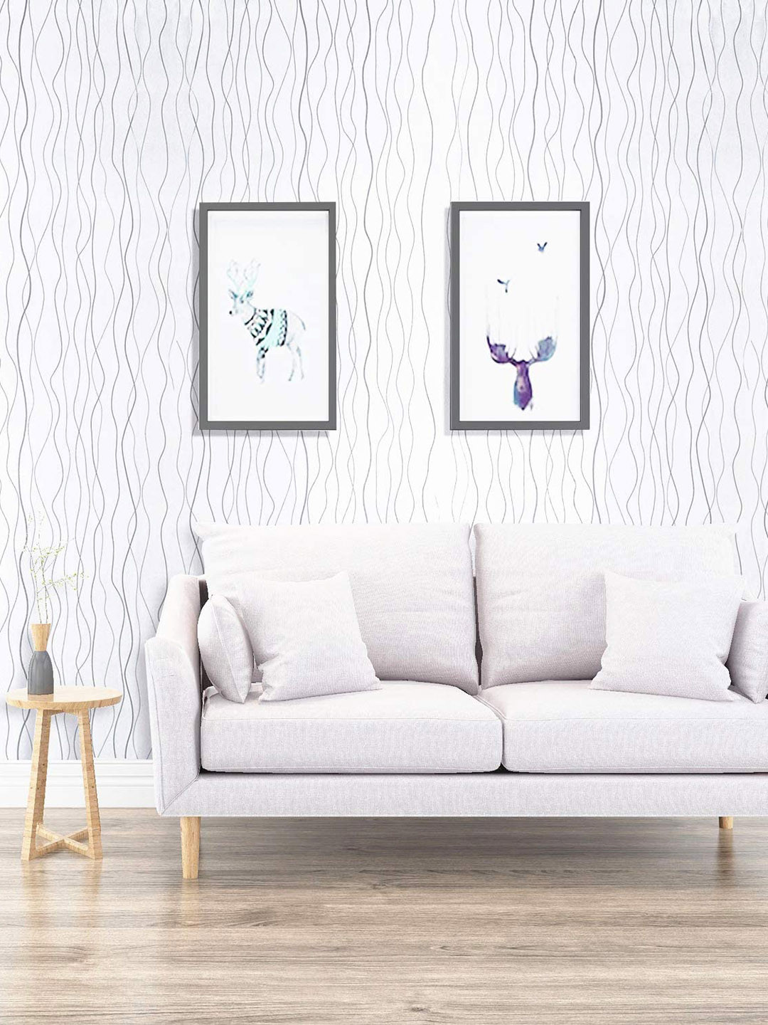 KAAF White & Grey Abstract Adhesive Wall Sticker