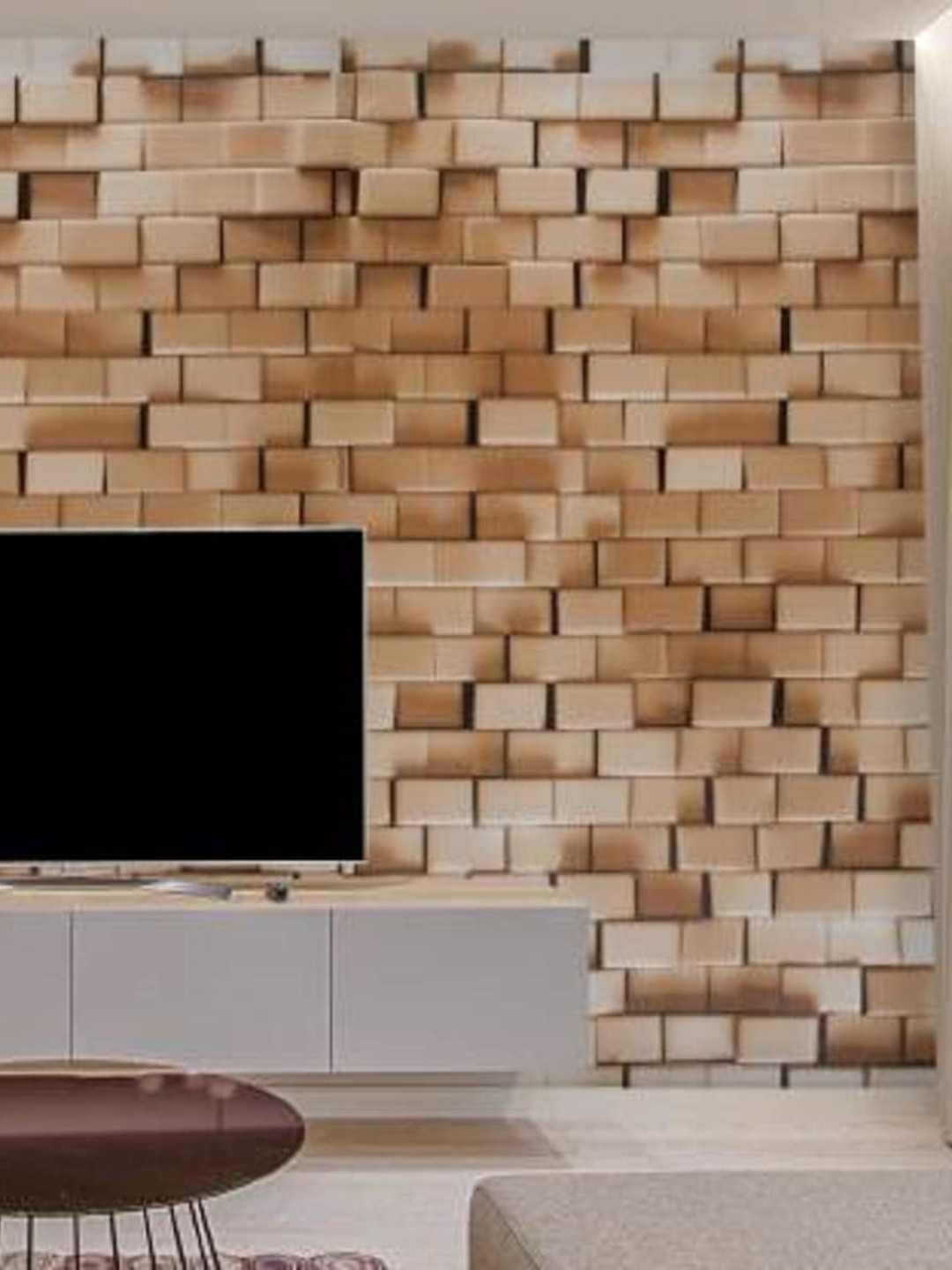 KAAF Brown Wooden Bricks Waterproof Self Adhesive Wallpaper