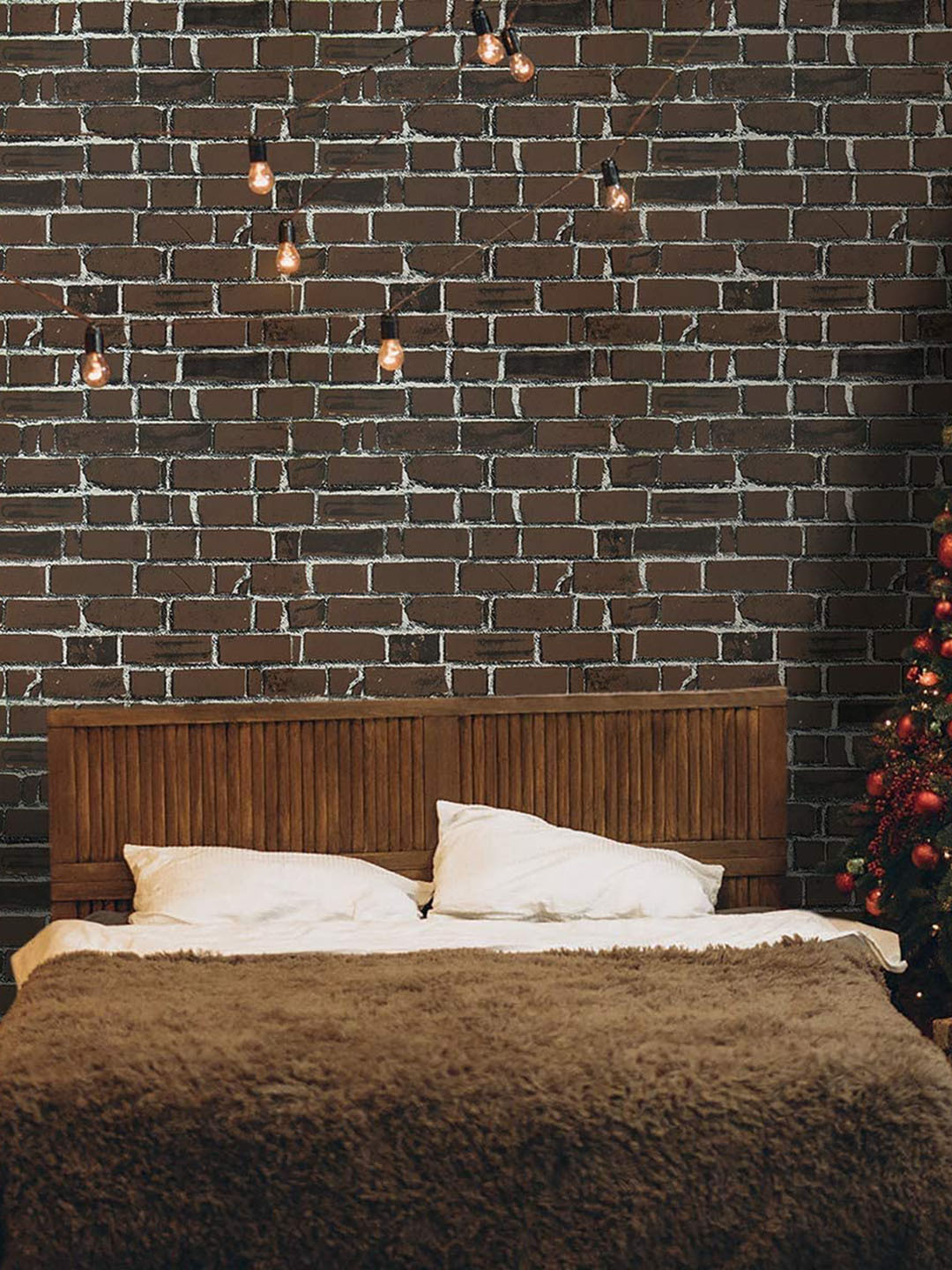 KAAF Brown & White Bricks Waterproof Self Adhesive Wallpaper