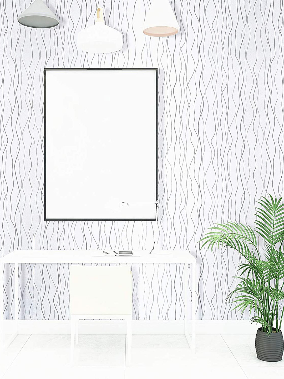 KAAF White & Black Abstract Printed Self Adhesive Water Proof Wallpaper