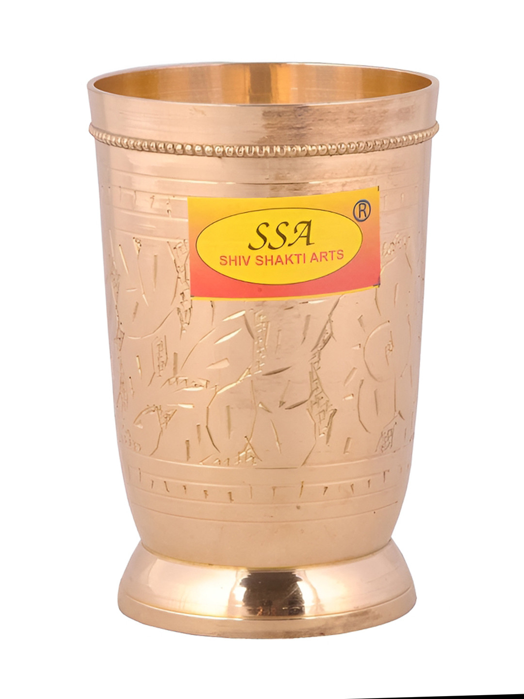 Shivshakti Arts Copper Toned Brass Flower Design Glass