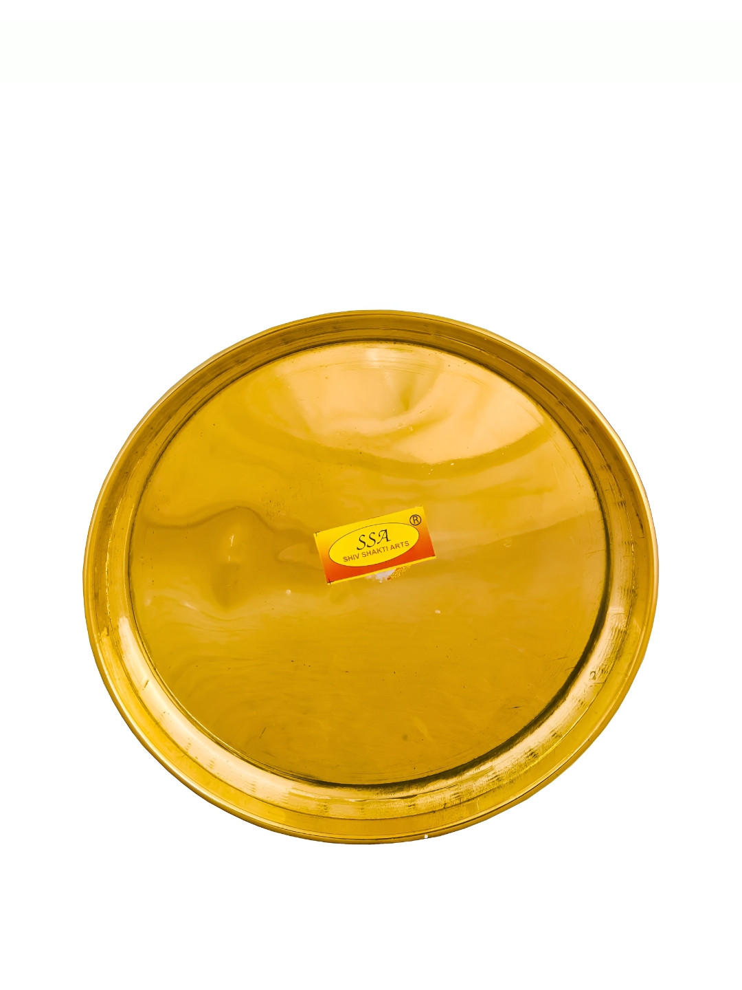 Shivshakti Arts Yellow Brass Glossy Dinner Plate