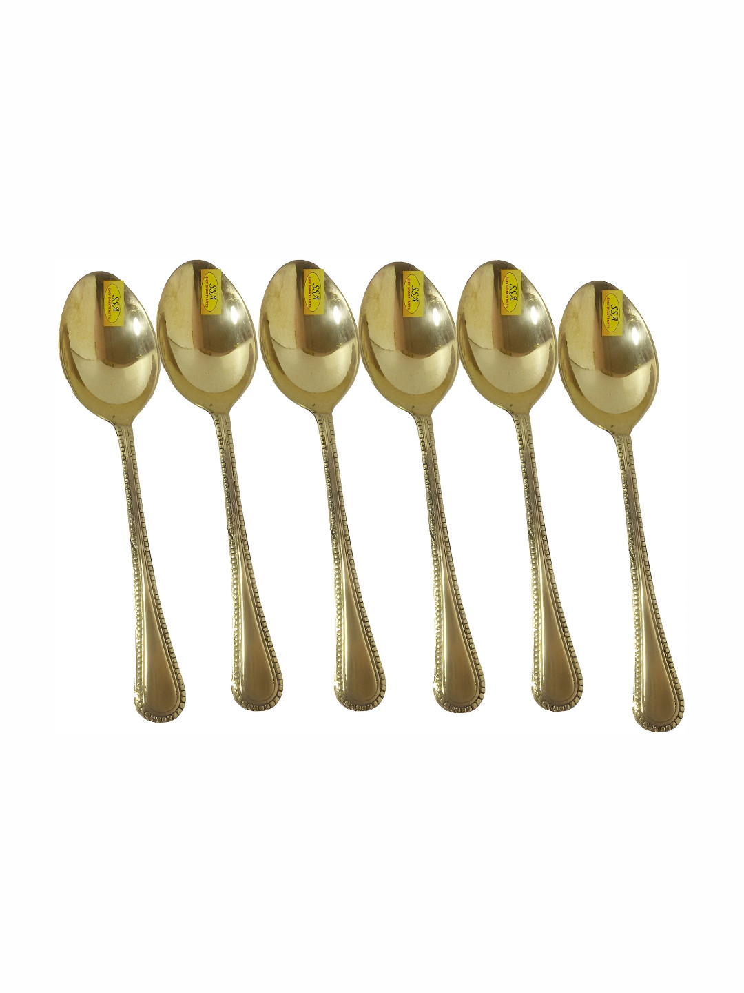 Shivshakti Arts Gold Toned 6 Pieces Brass Table Spoon Set