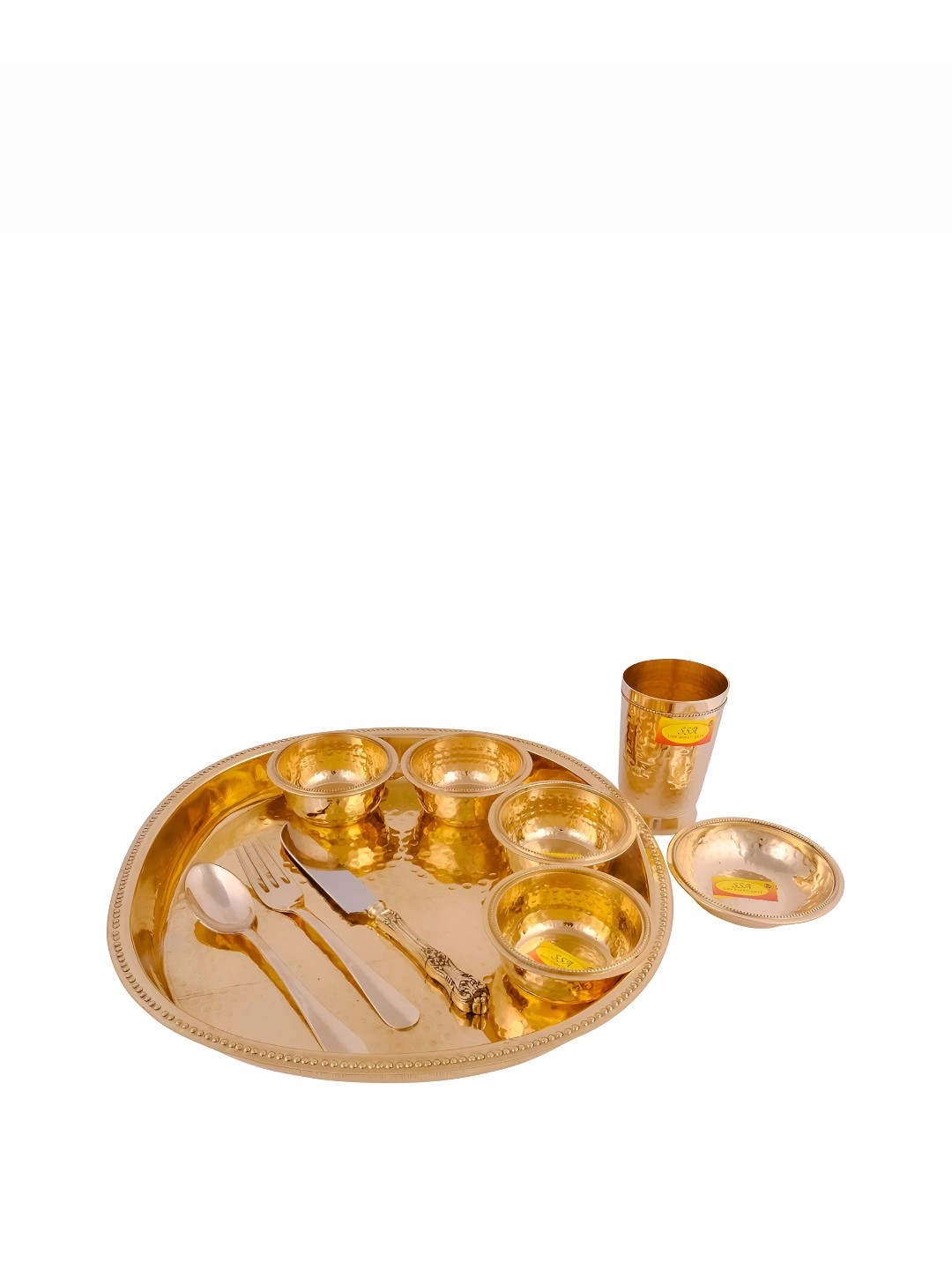 Shivshakti Arts Copper Solid Brass Easy to Clean 10 Piece Dinner Set