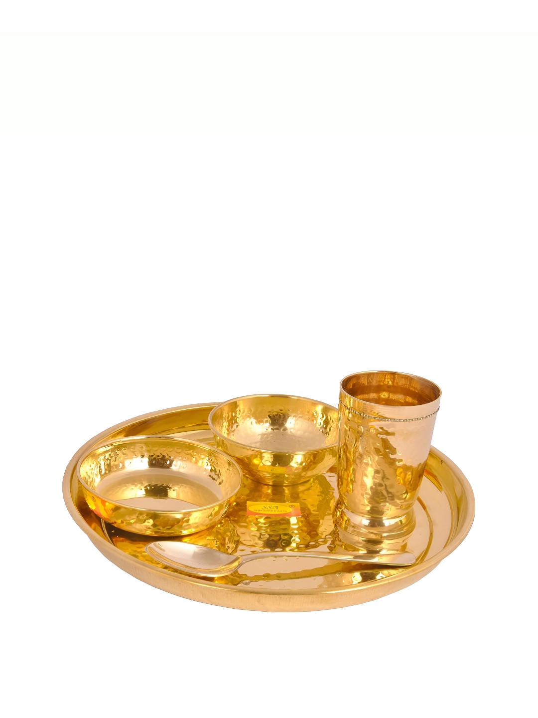 Shivshakti Arts Brass Hammer Design Copper Solid Brass 5 Piece Dinner Set