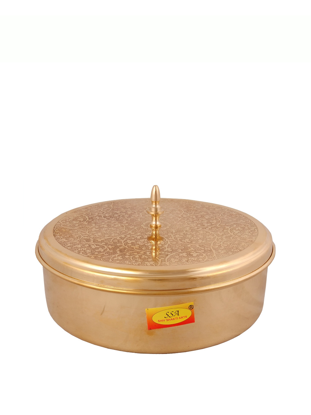 Shivshakti Arts Yellow Brass Spice Box With Spoon