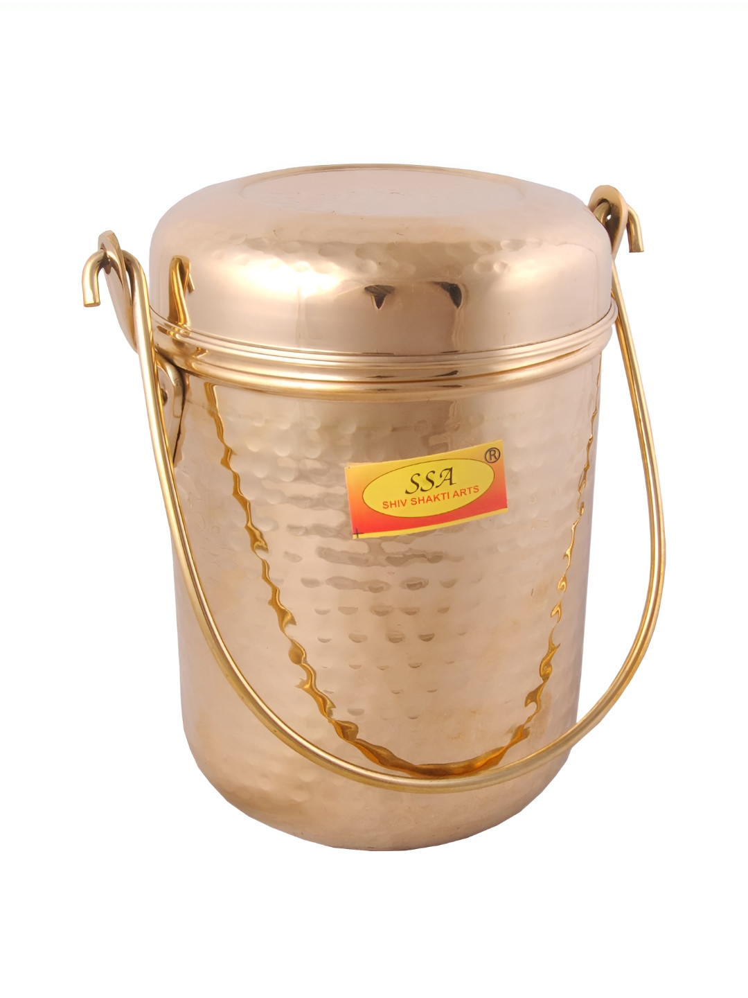 Shivshakti Arts Dolchi Yellow Brass Magnetic Canister