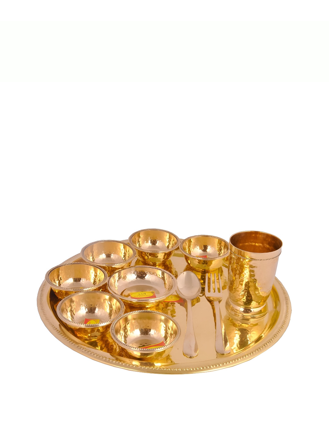 Shivshakti Arts Premium Copper Solid Brass 11 Piece Dinner Set