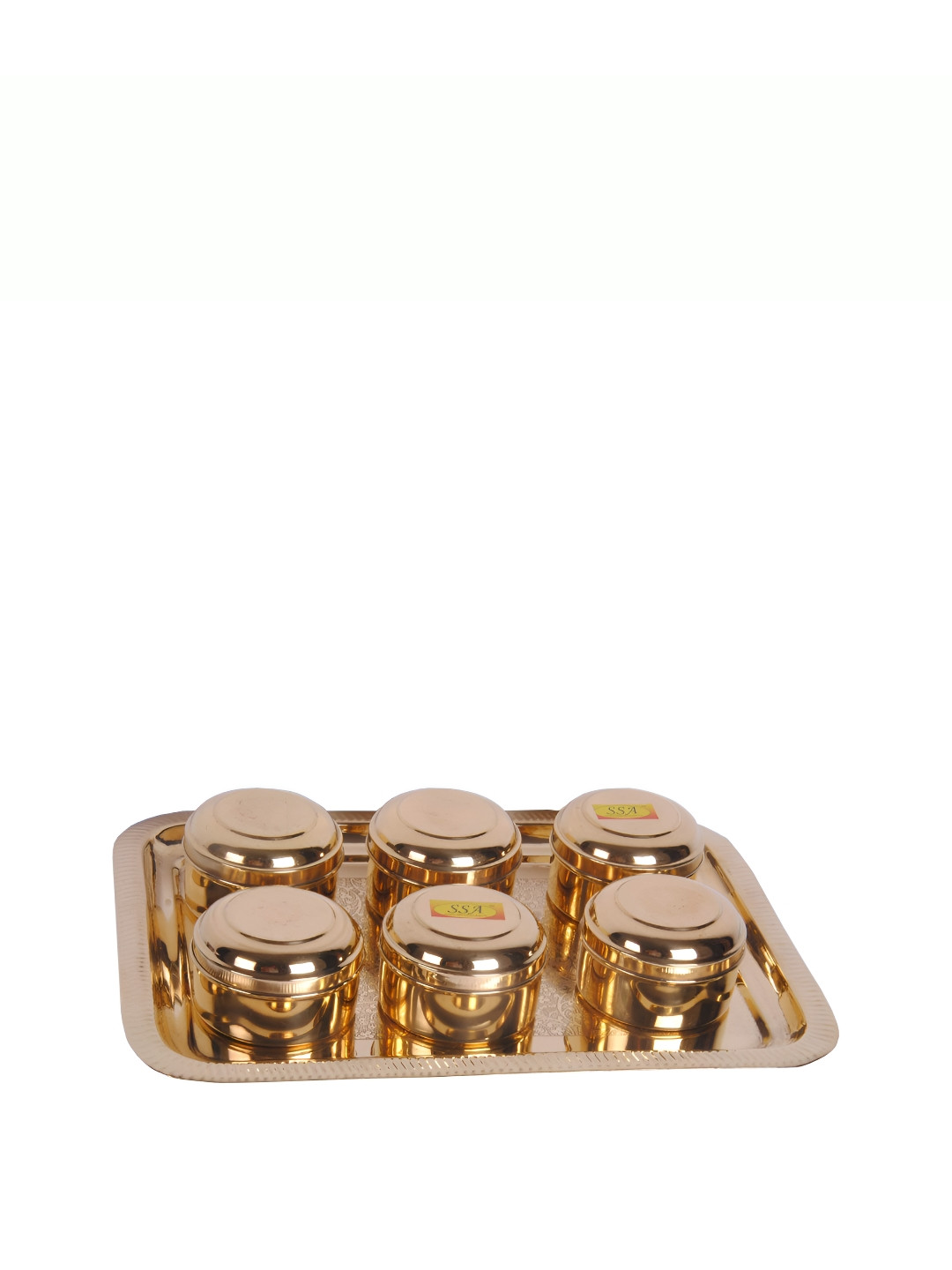 Shivshakti Arts Copper Brass 6 Piece Flip Top Box Container Set