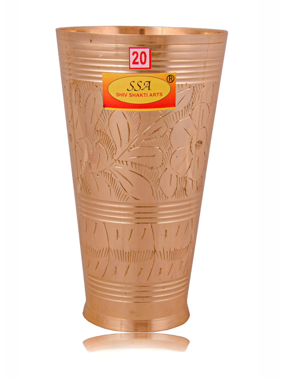 Shivshakti Arts Yellow Textured Brass Lassi Glass 750 Ml