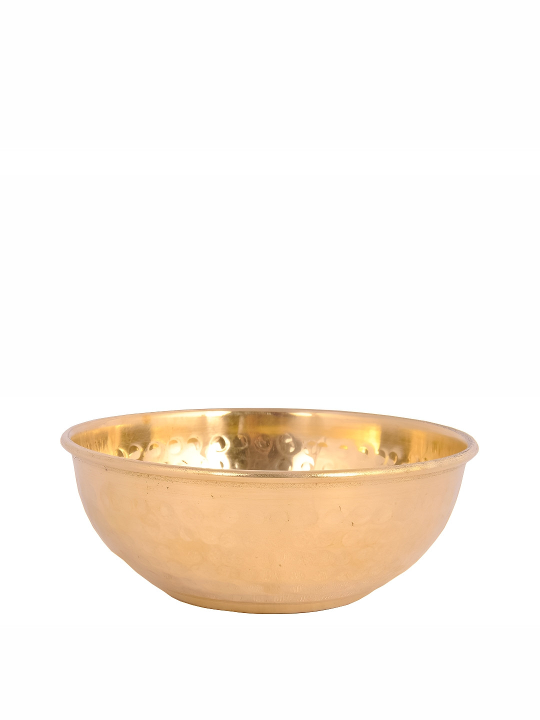 Shivshakti Arts Yellow  Glossy Brass Hammered Design Bowl